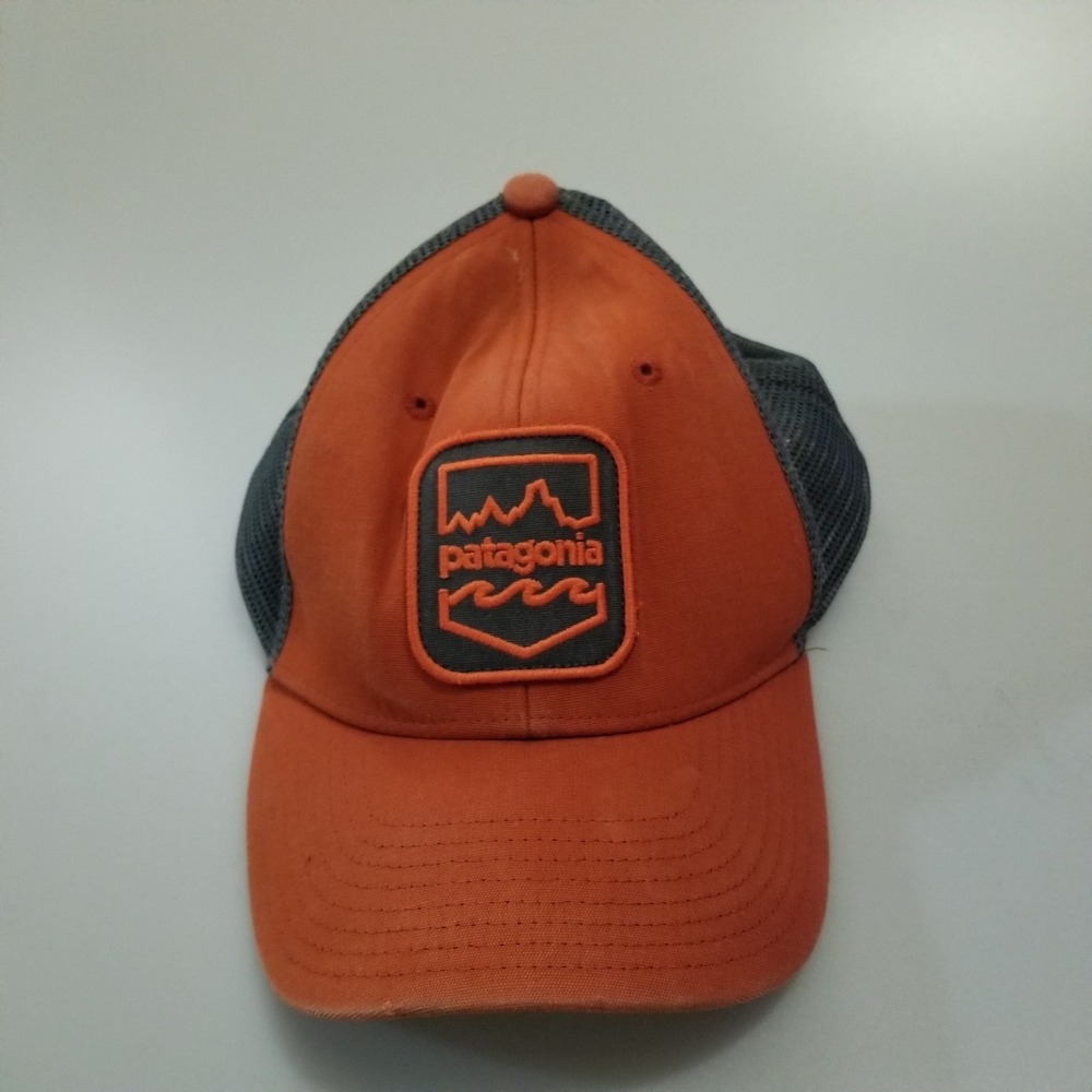 Patagonia Hat Cap Snapback Orange Gray Mesh Trucker Style Outdoor Hiking